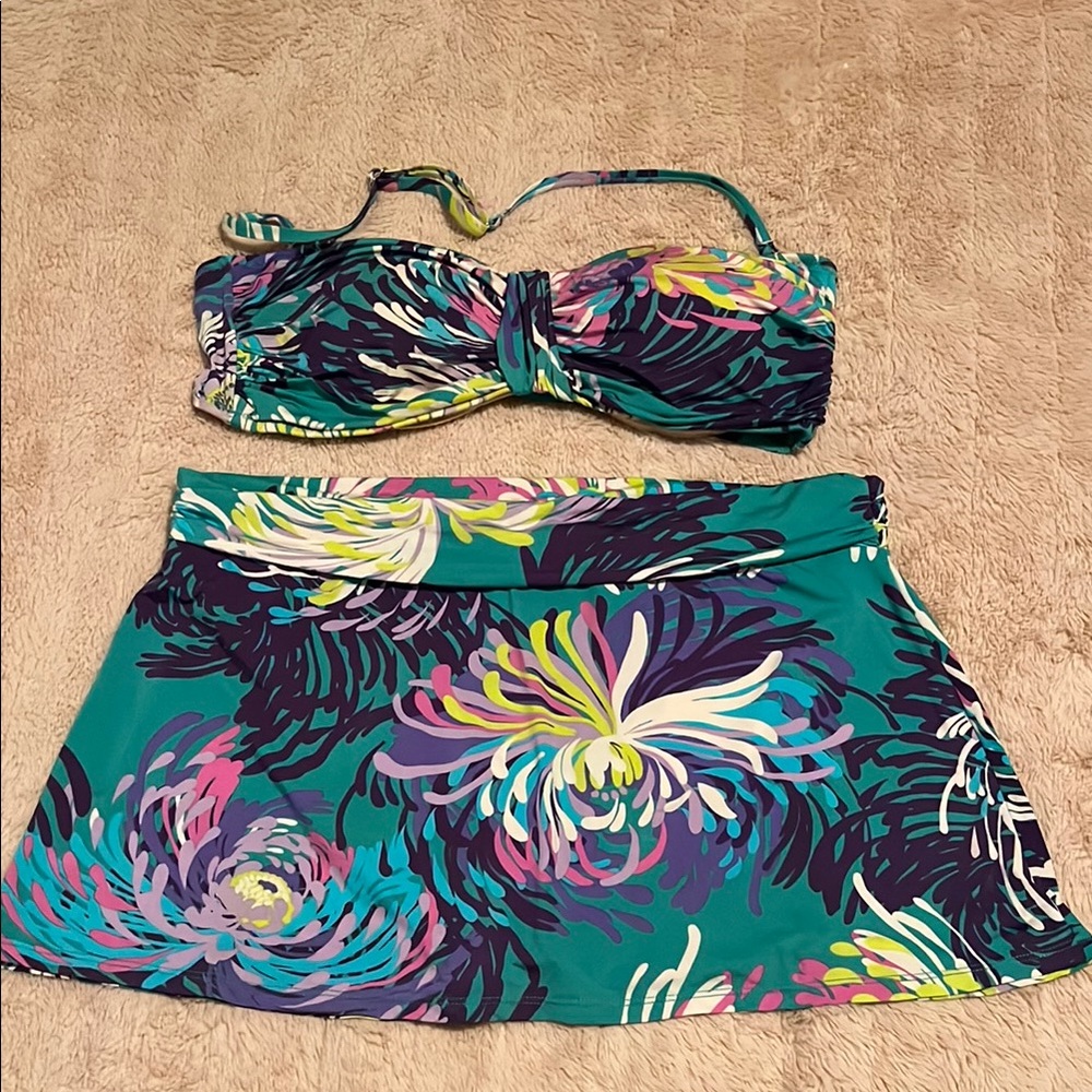 Women’s Garnet Hill Swimsuit Skirted Bikini Size 12 Medium